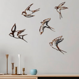 Wallity Birds-2 Escultura de Pared de Metal Multicolor